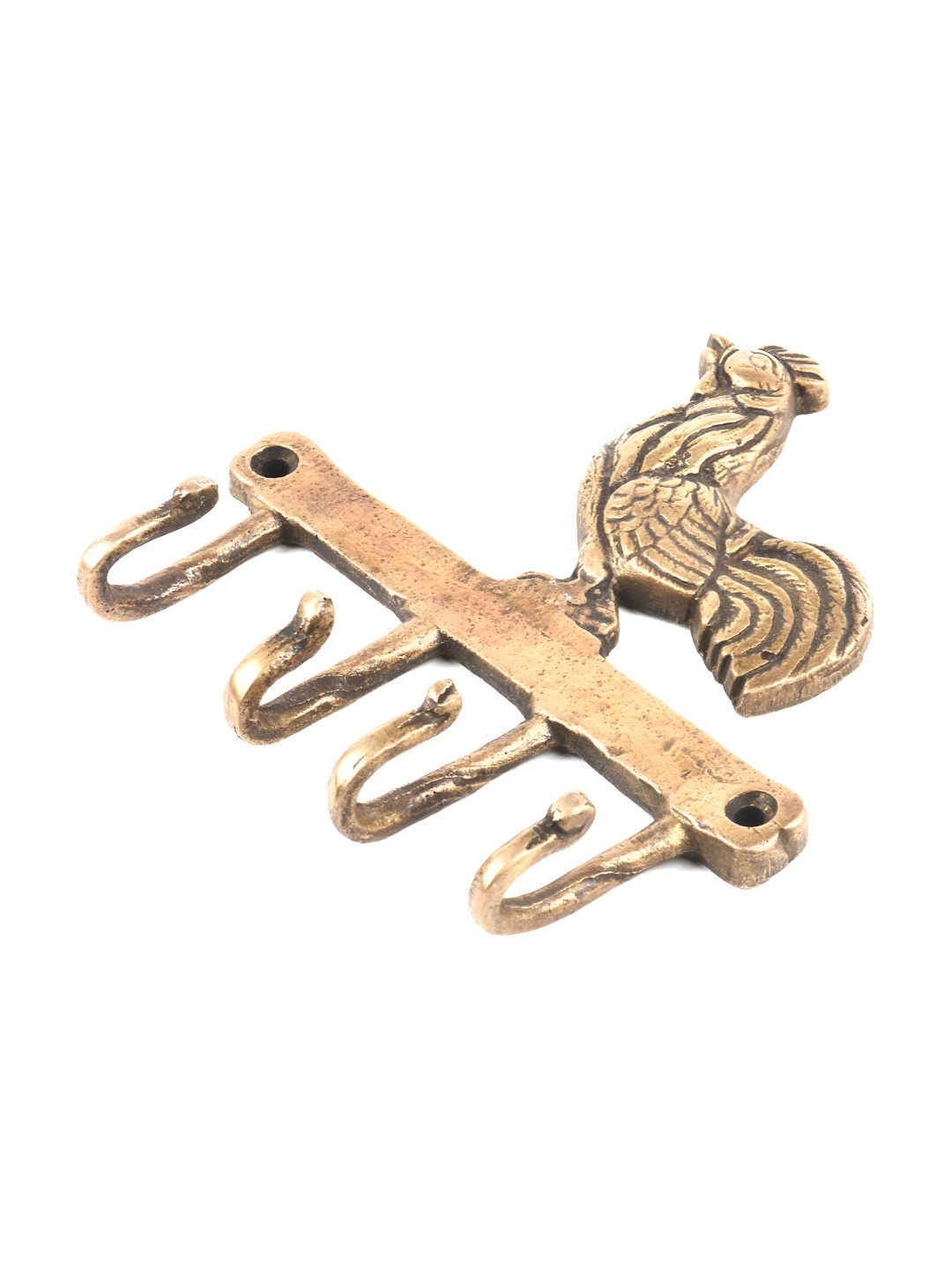 

Indianshelf Gold Toned Brass Wall 4 Hooks Key Holder