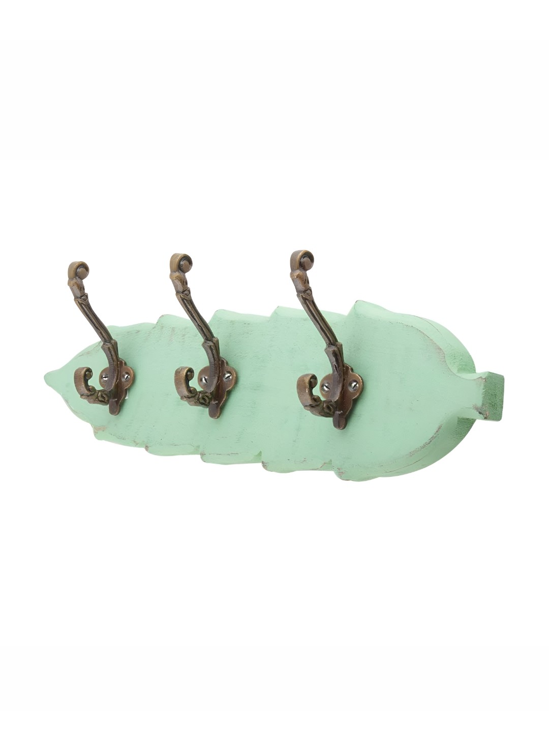 

Indianshelf Green & Brown Wooden Wall 3 Hooks Key Holder
