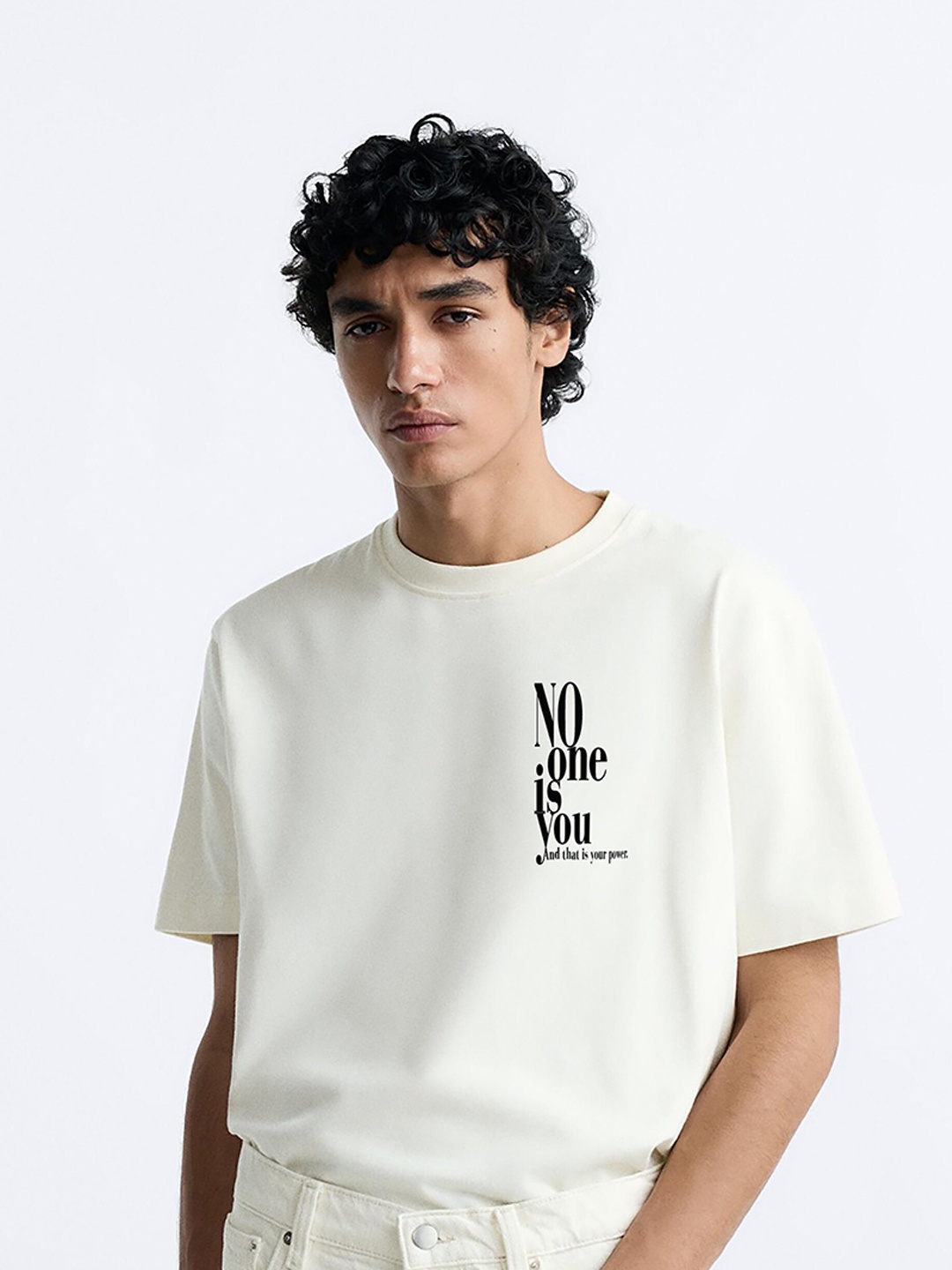 

MISCHIEF MONKEY Printed Round Neck Oversized T-shirt, White