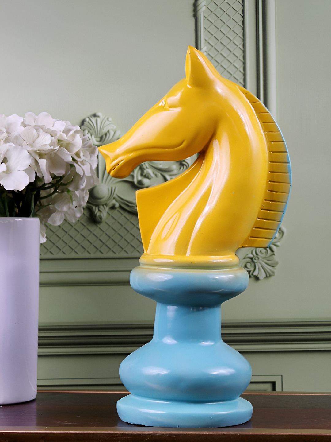 

THE WHITE INK DECOR Yellow Figurine Showpiece