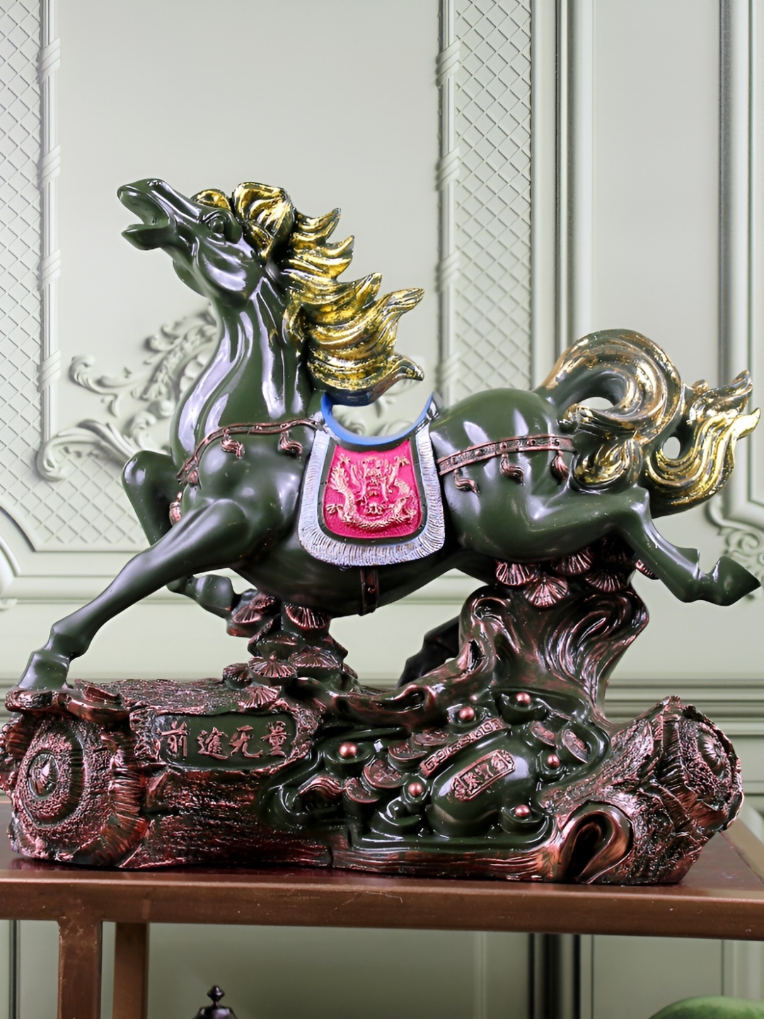 

THE WHITE INK DECOR Green Figurine Showpiece