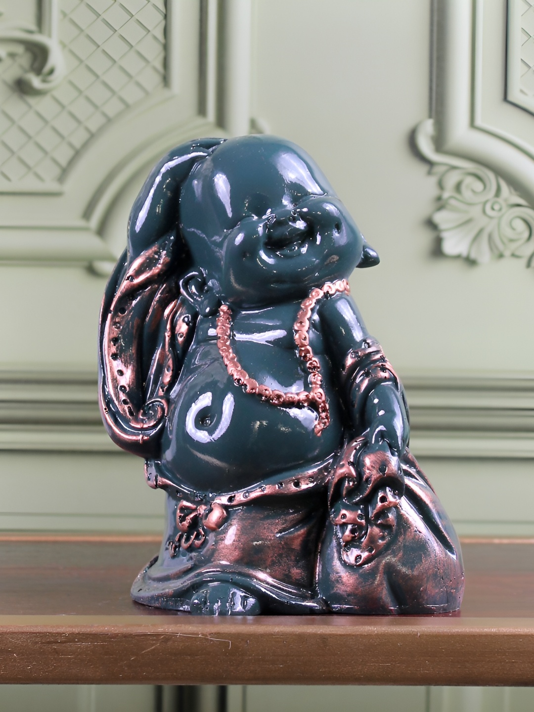 

THE WHITE INK DECOR Brown & Blue Buddha Idol Showpiece