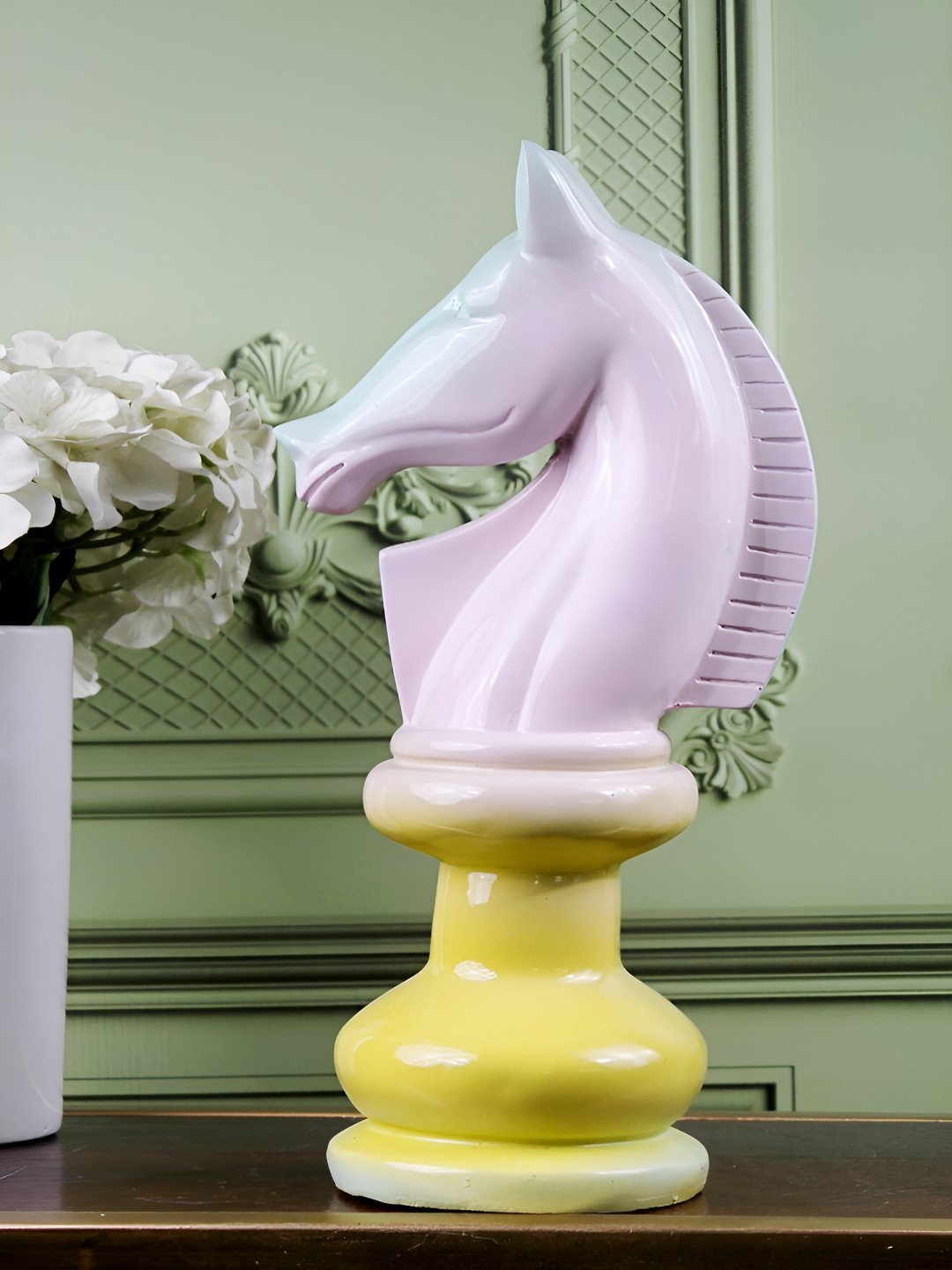 

THE WHITE INK DECOR Pink & Yellow Figurine Showpiece