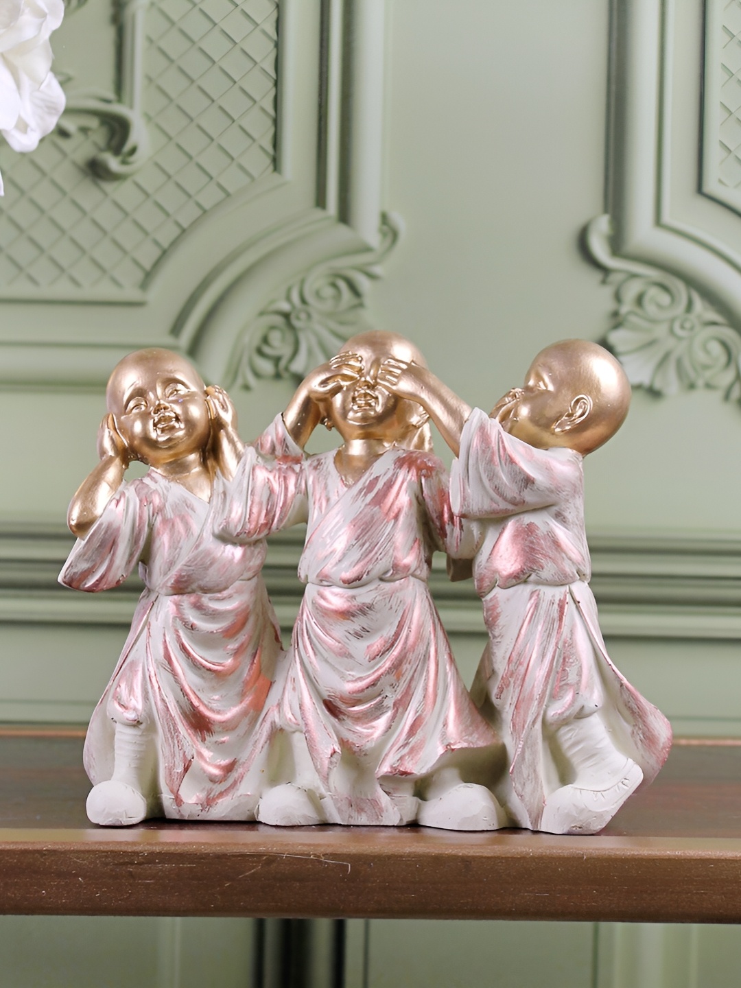 

THE WHITE INK DECOR Gold-Toned & White Figurine Showpiece
