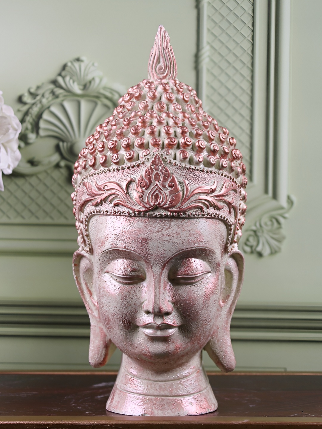

THE WHITE INK DECOR Gold-Toned Buddha Figurine Showpiece