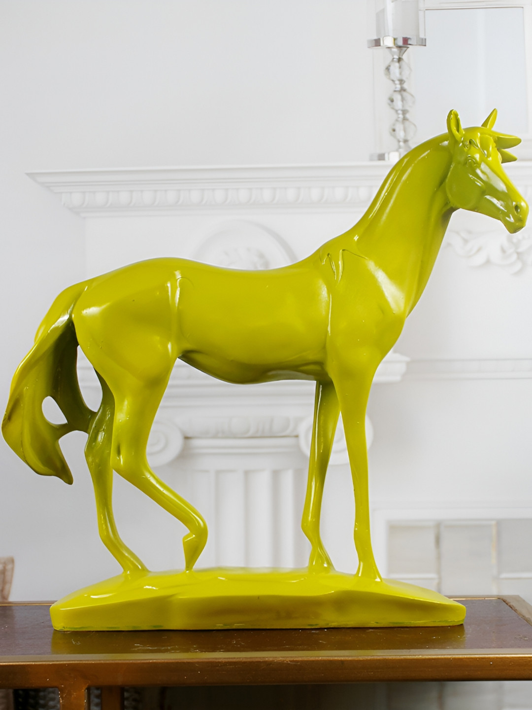 

THE WHITE INK DECOR Green Horse Figurine Showpiece