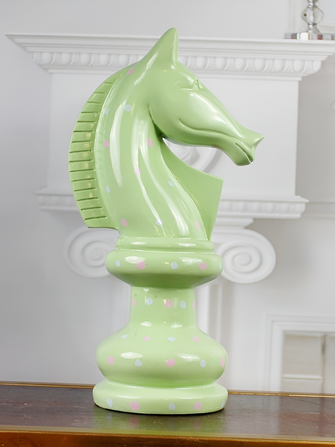 

THE WHITE INK DECOR Green Horse Figurine Showpiece
