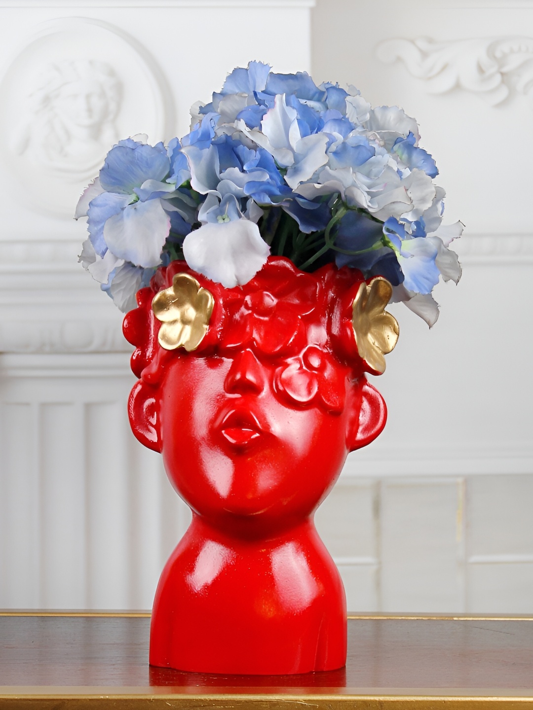 

THE WHITE INK DECOR Red & Gold Toned Textured Figurine Showpiece