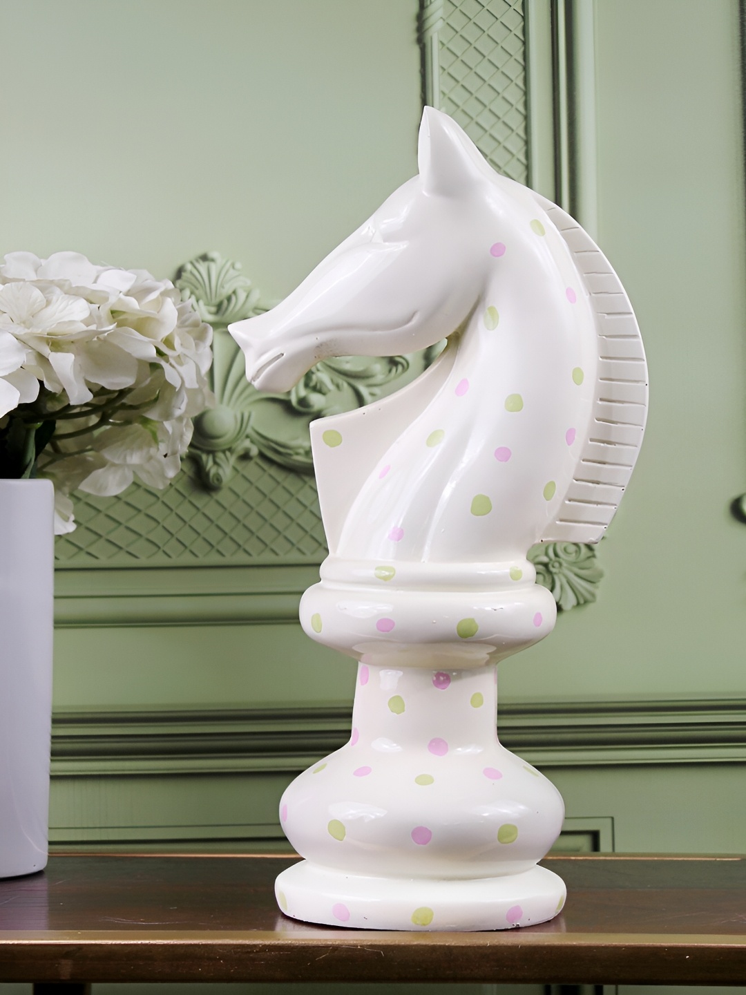 

THE WHITE INK DECOR White & Green Birds & Animals Figurine Showpiece
