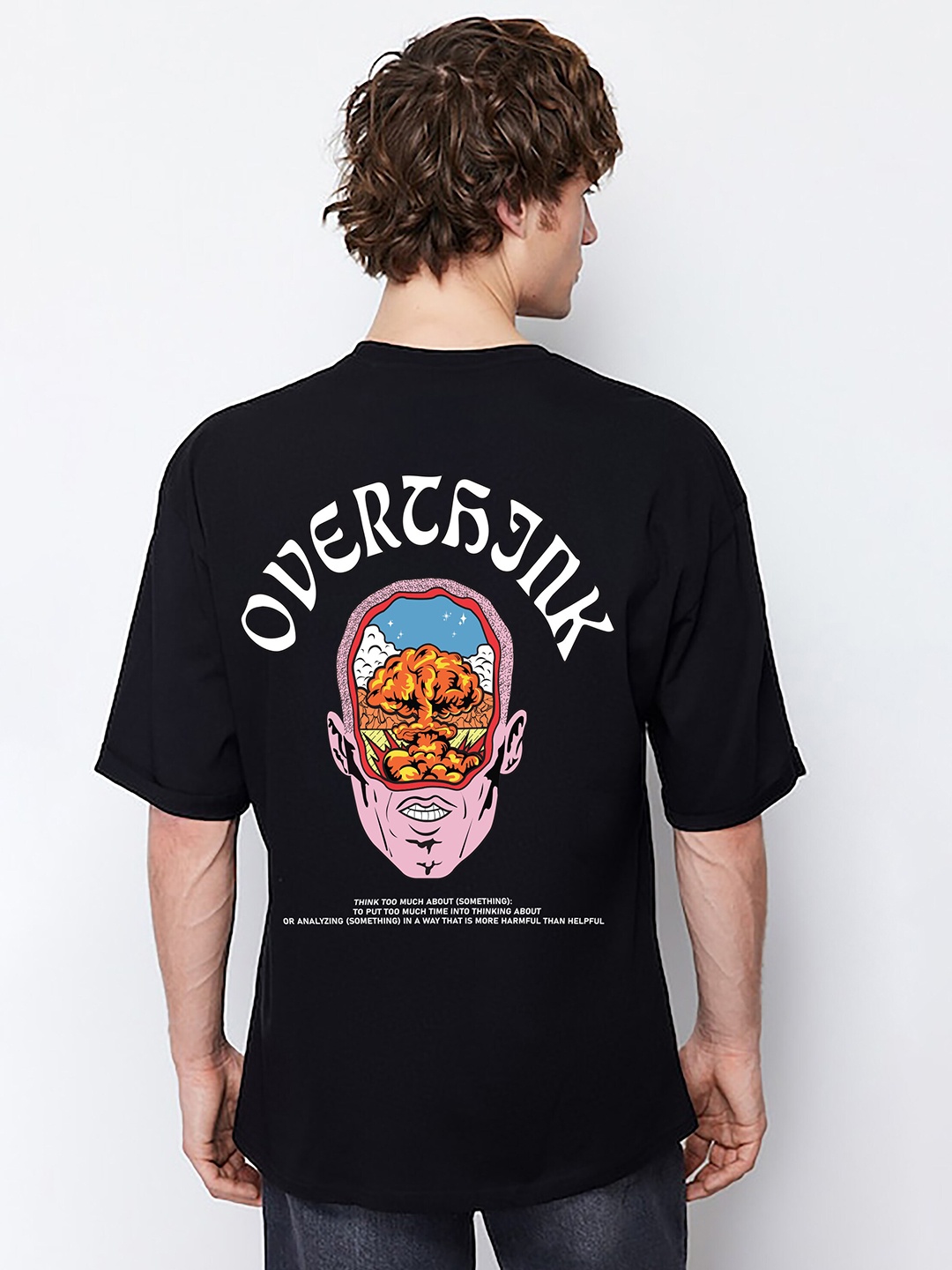 

MISCHIEF MONKEY Printed Round Neck Oversized T-shirt, Black