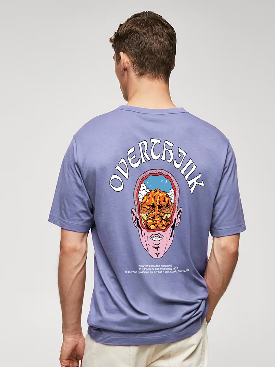 

MISCHIEF MONKEY Printed Round Neck Oversized T-shirt, Lavender