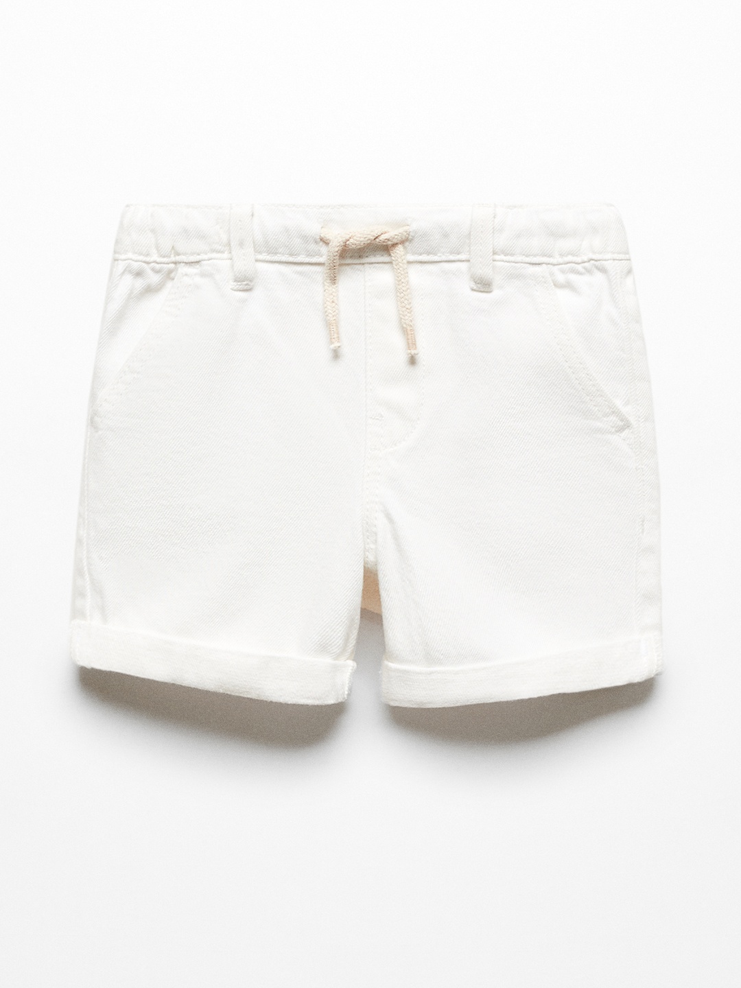 

Mango Kids Boys Solid Pure Cotton Denim Shorts, White