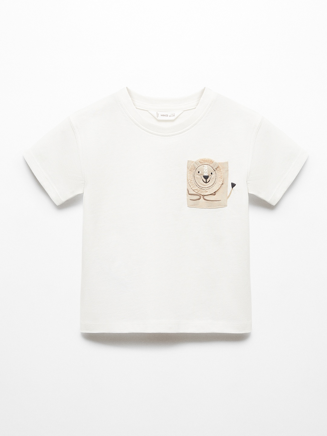 

Mango Kids Boys Drop-Shoulder Sleeves Pure Cotton T-shirt, Off white