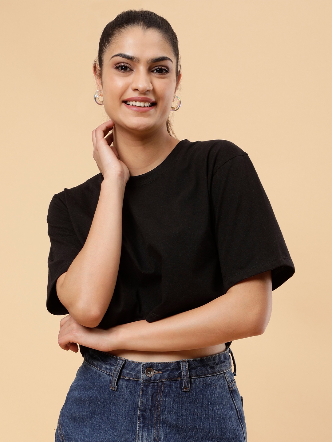 

PockMAN Cotton Oversized Boxy Top, Black