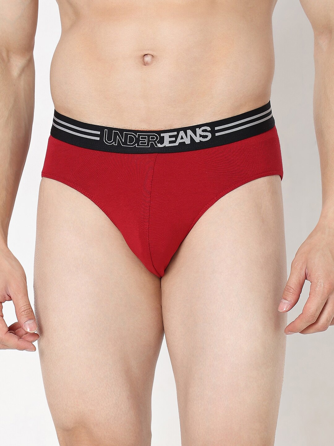 

UnderJeans by Spykar Anti Microbial Basic BriefsUJNPBS061MAROON, Maroon