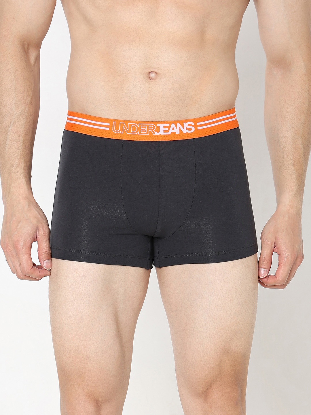 

UnderJeans by Spykar Mid Rise Antimicrobial Trunks UJNPTS062DKGREY, Grey