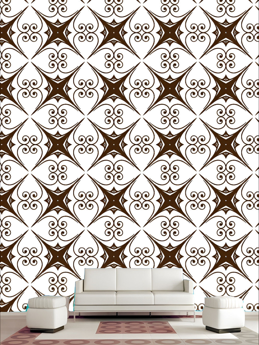 

KSHIRSA Brown & White Printed Self-Adhesive Wallpaper