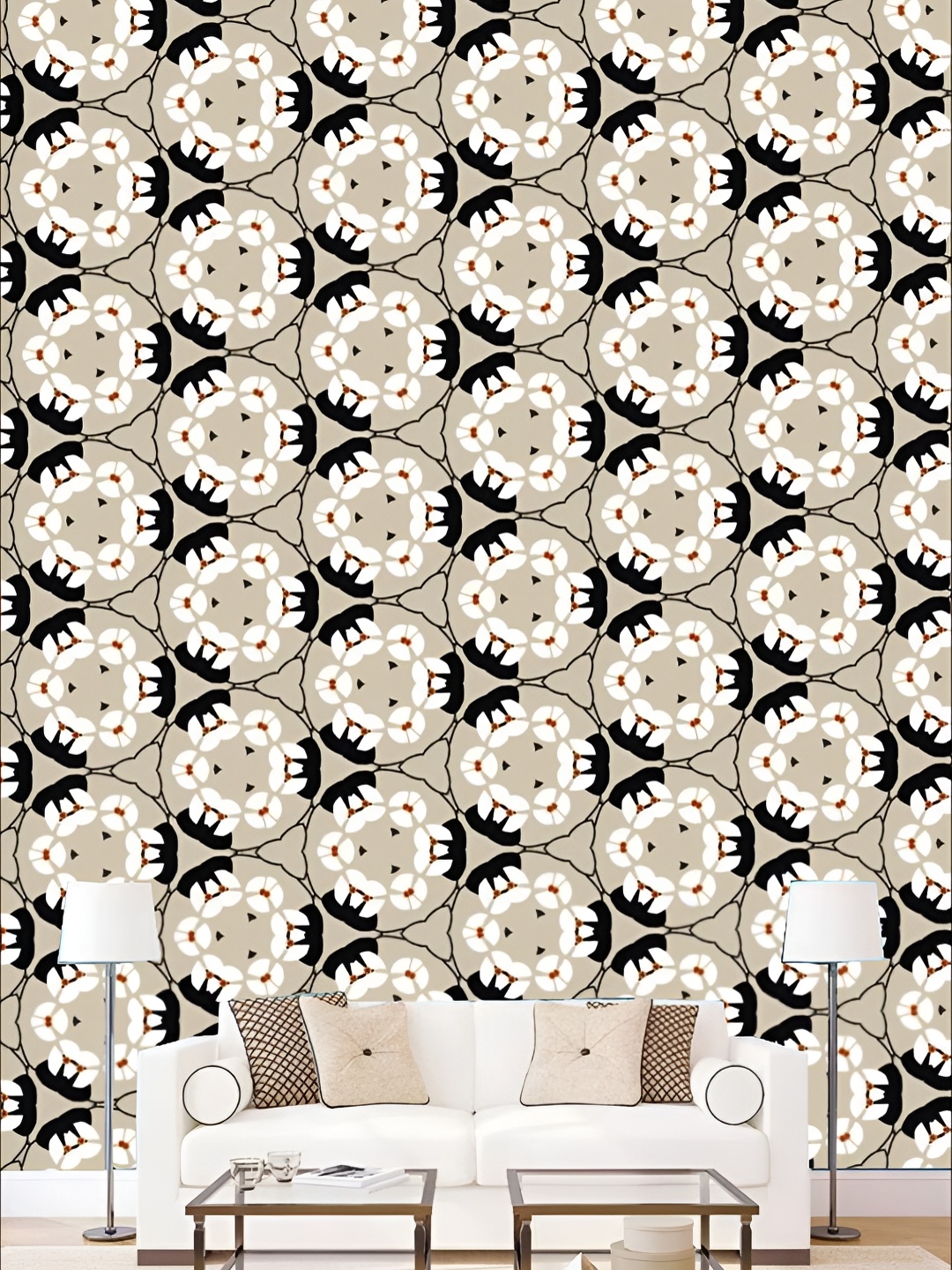 

KSHIRSA Grey & White Printed Self-Adhesive Wallpaper
