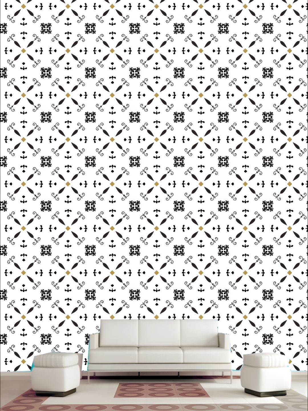 

KSHIRSA Black & White Printed Self-Adhesive 3D Wall Sticker