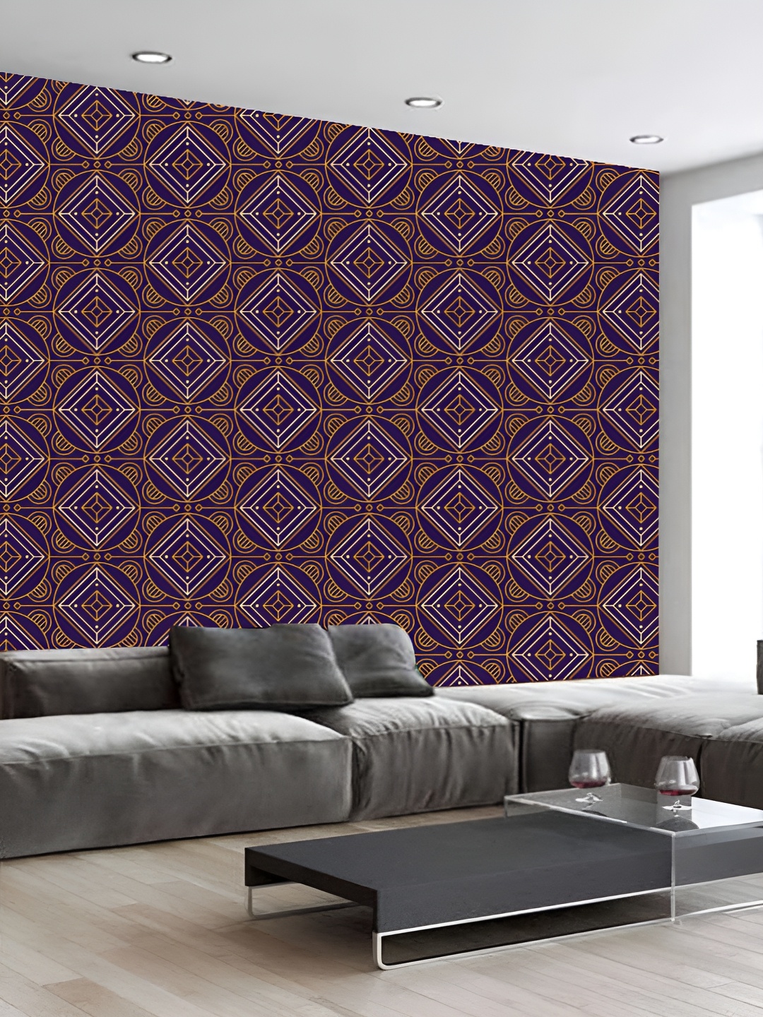 

KSHIRSA Blue & Yellow Printed Self-Adhesive Wallpaper