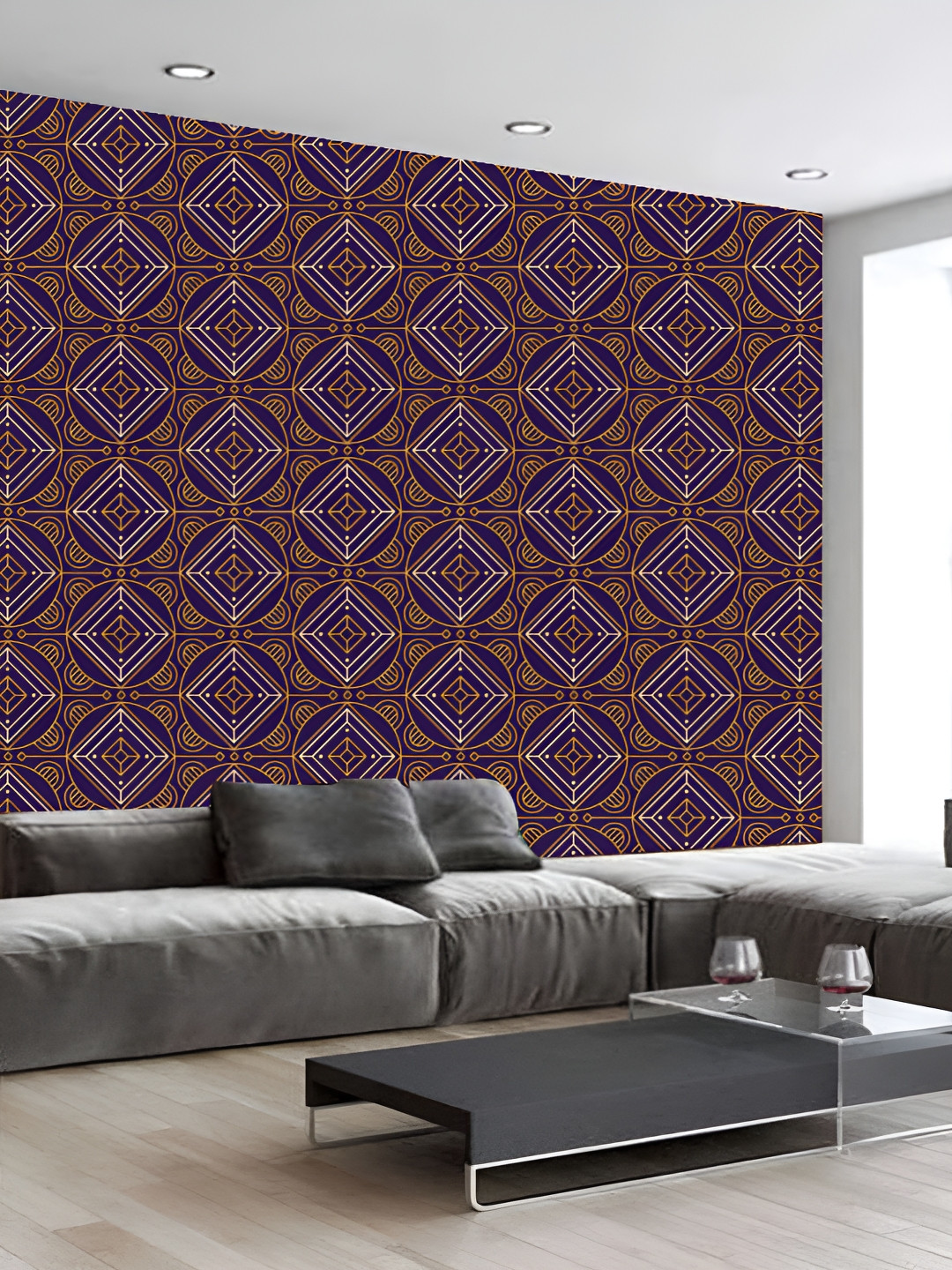 

KSHIRSA Blue & Yellow 3D Printed Self-Adhesive Wallpaper