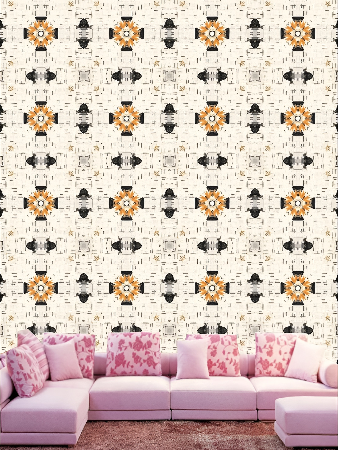 

KSHIRSA Grey & Yellow Printed Self Adhesive 3D Wall Sticker