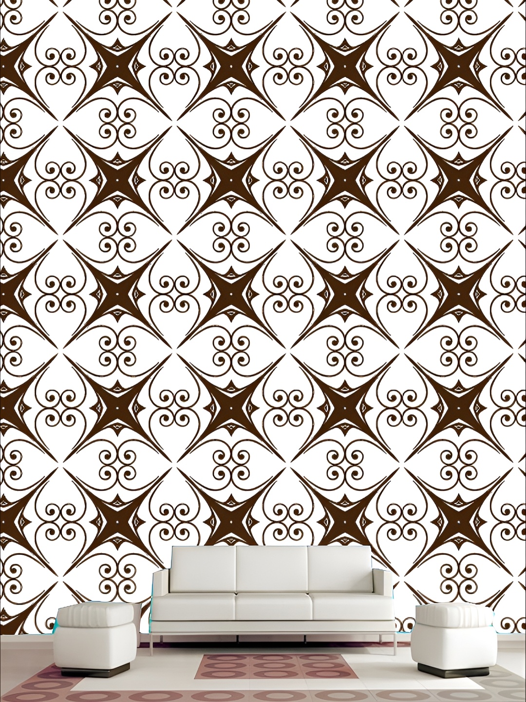 

KSHIRSA Brown & White 3D Printed Self-Adhesive Wallpaper