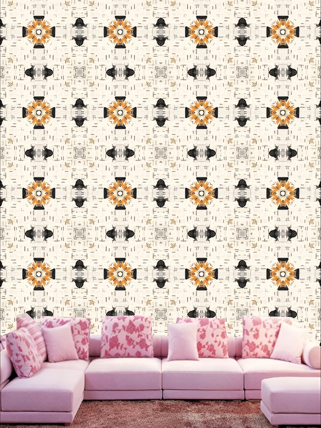 

KSHIRSA Yellow & Grey 3D Printed Self-Adhesive Wallpaper