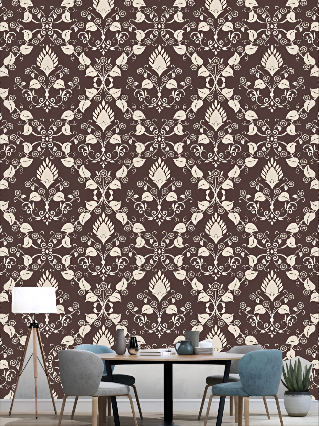 

KSHIRSA White & Brown Floral Printed Self Adhesive 3D Wall Sticker