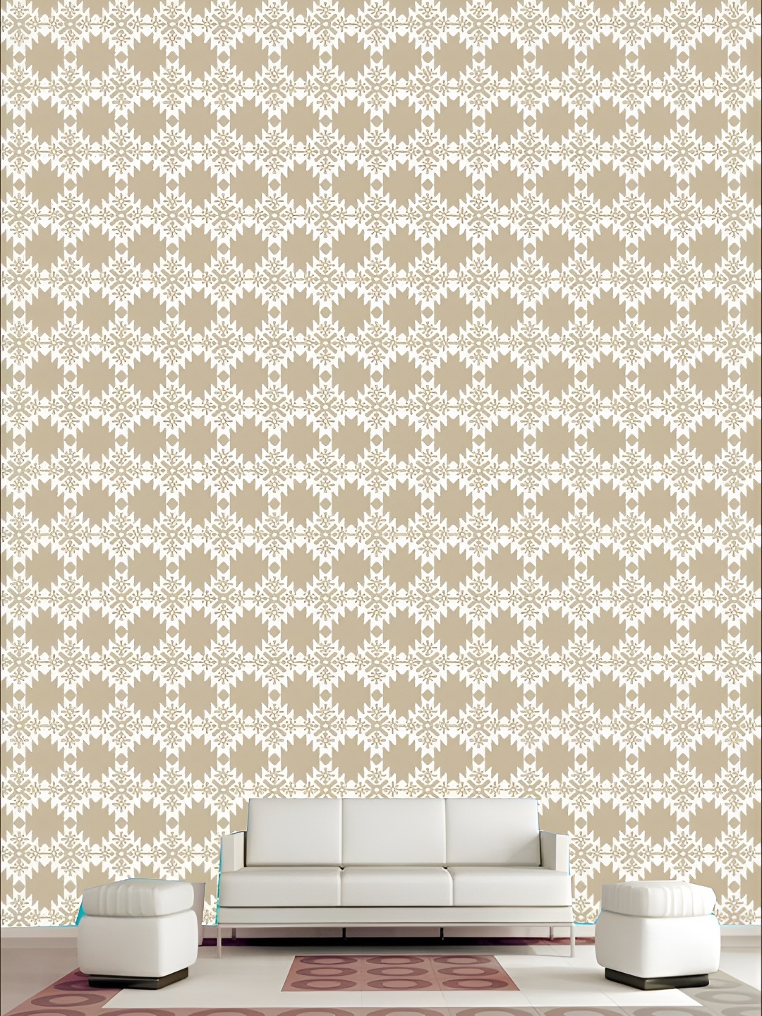 

KSHIRSA White & Beige Self Adhesive 3D Wall Sticker