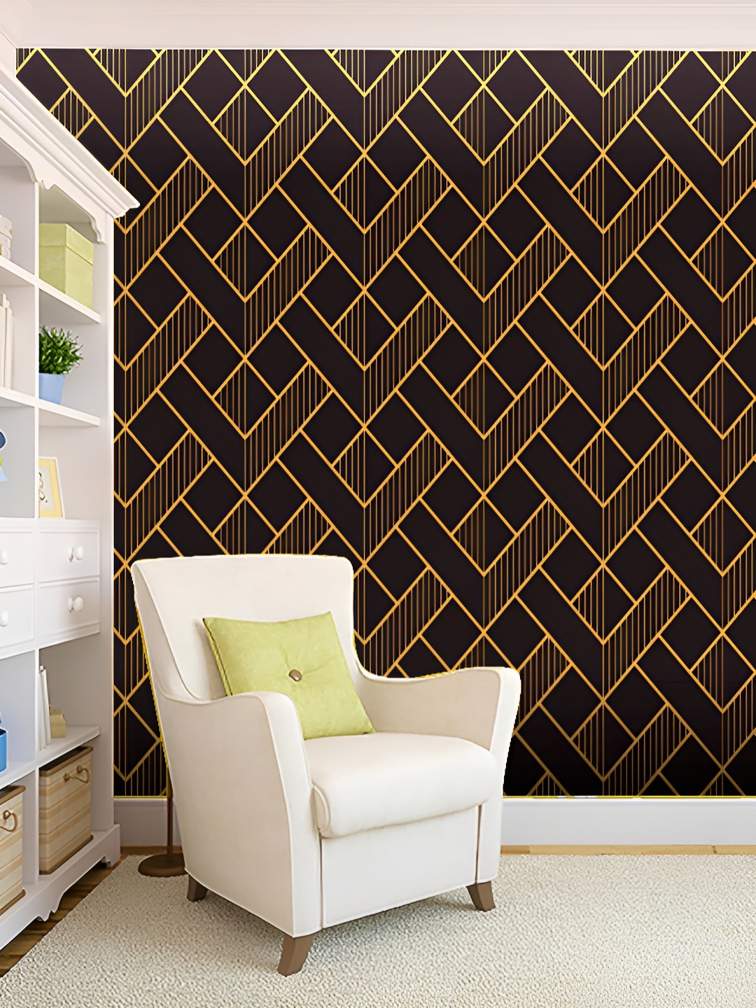 

KSHIRSA Brown & Gold Toned Printed Self Adhesive 3D Wall Sticker