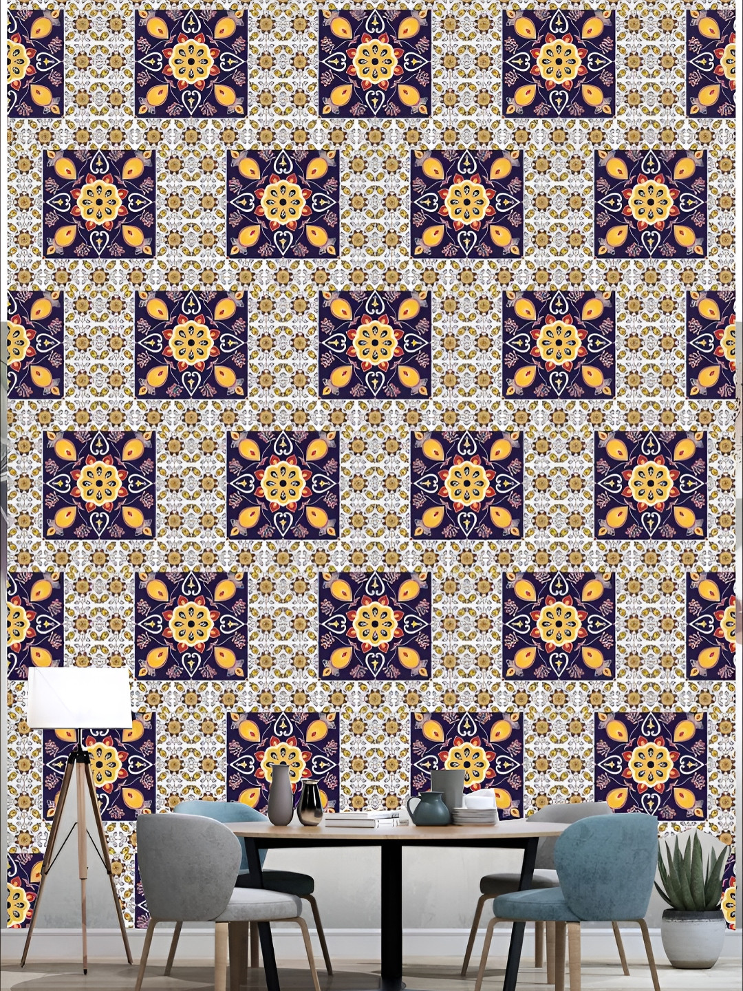 

KSHIRSA Blue & Yellow 3D Printed Self-Adhesive Wall Sticker