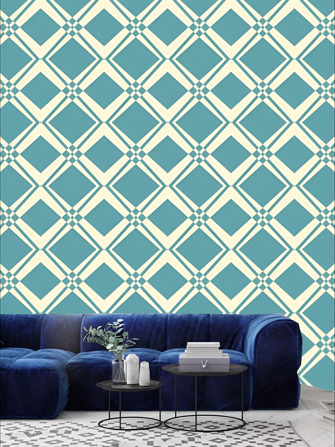 

KSHIRSA Sea Green & White 3D Printed Self-Adhesive Abstract Decals And Stickers