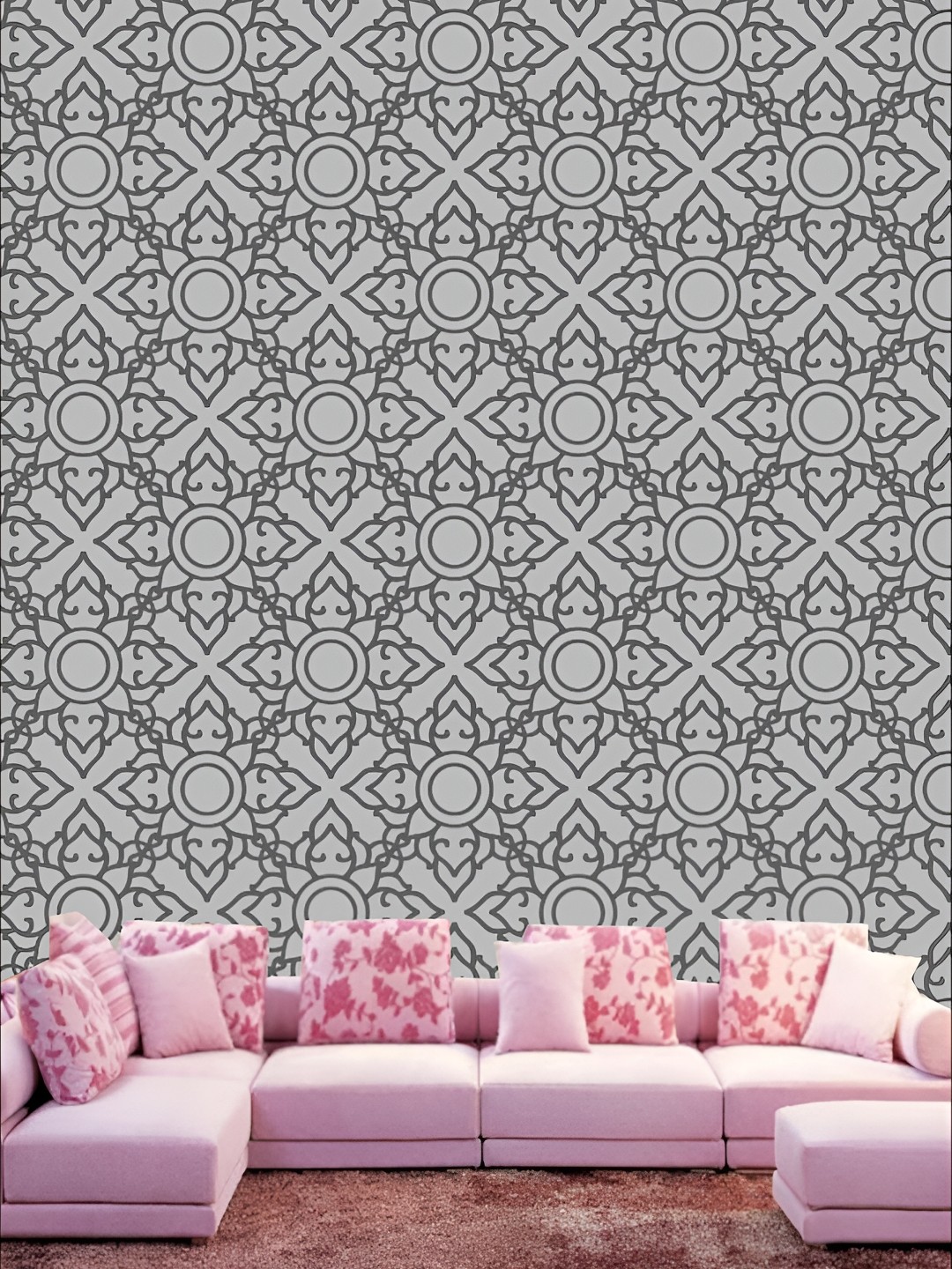 

KSHIRSA Grey 3D Printed Self-Adhesive Wall Sticker
