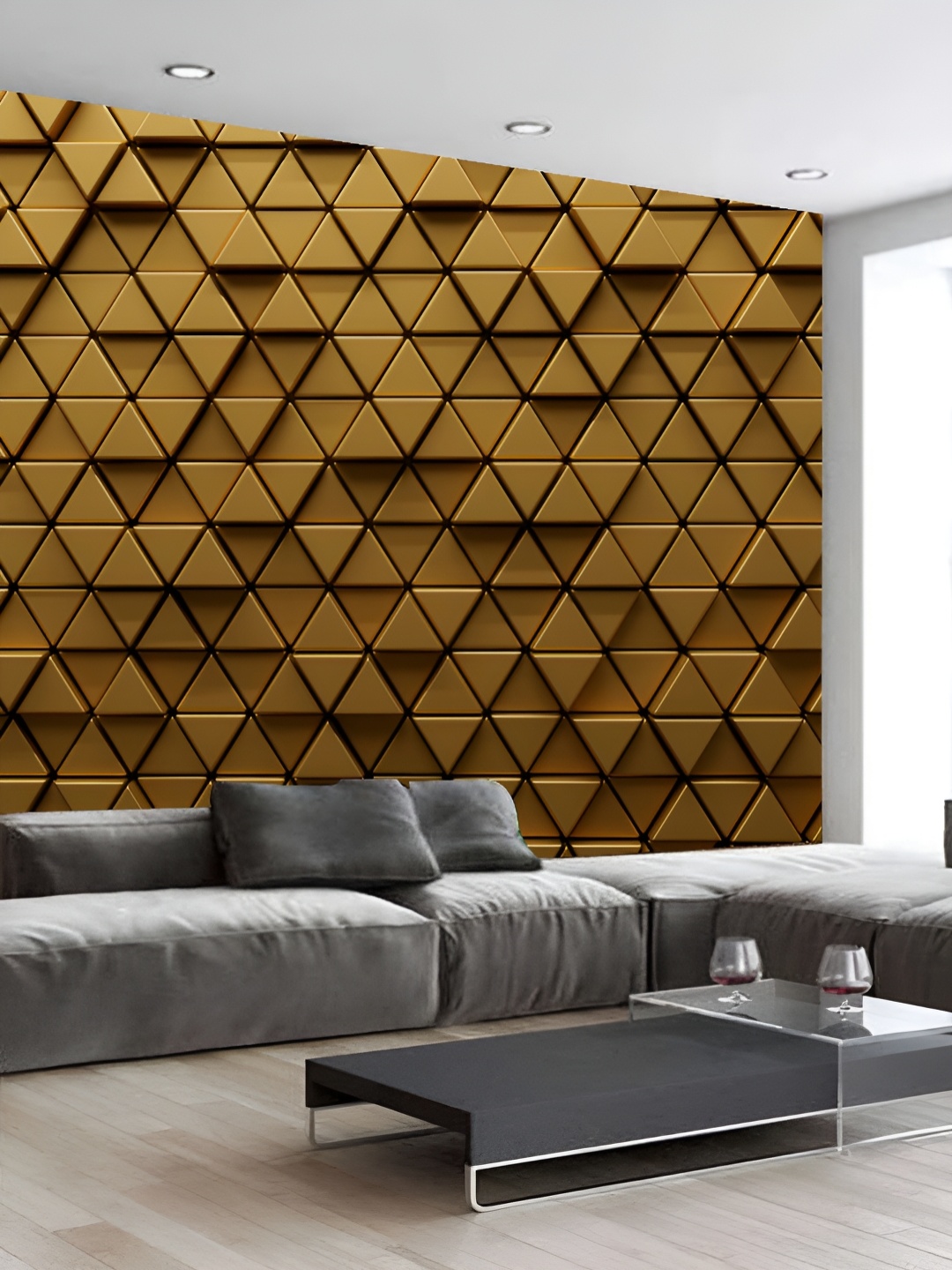 

KSHIRSA Gold Toned Printed Self Adhesive 3D Wall Sticker