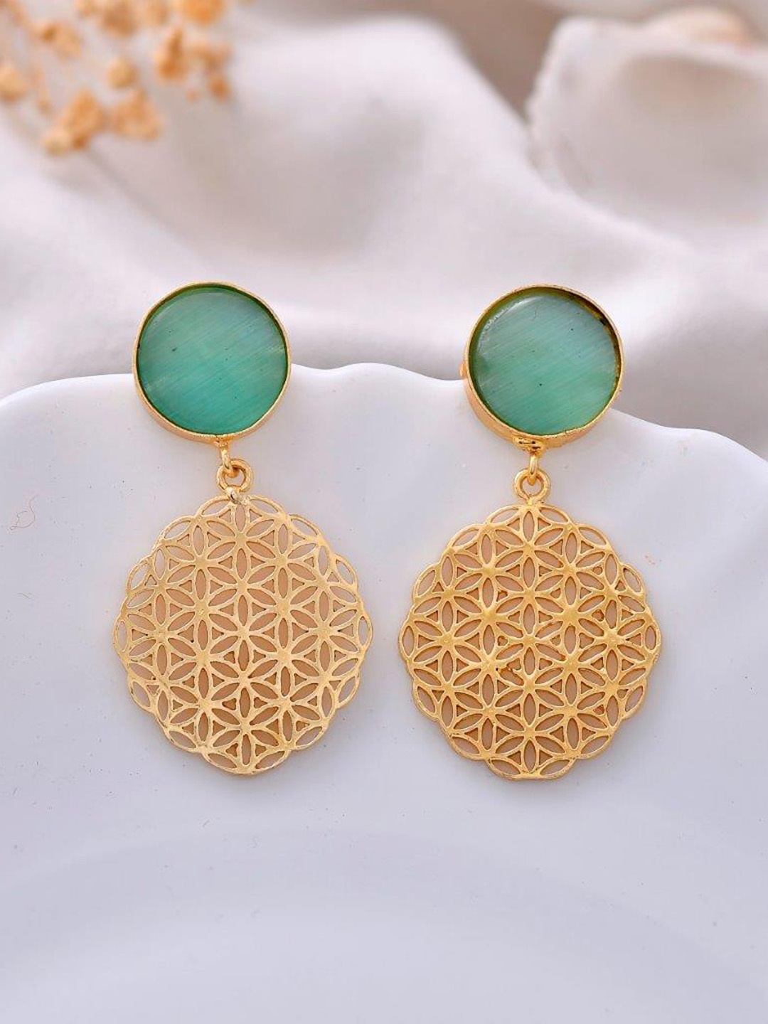 

VOJ Circular Drop Earrings, Gold