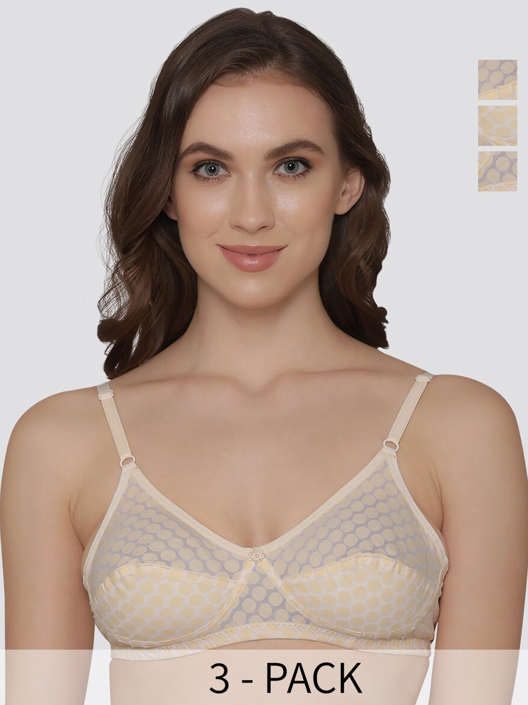 

Kalyani Moon Pack of 3 Polka Dot Printed Everyday Bra SKN-SKN-SKN, Beige