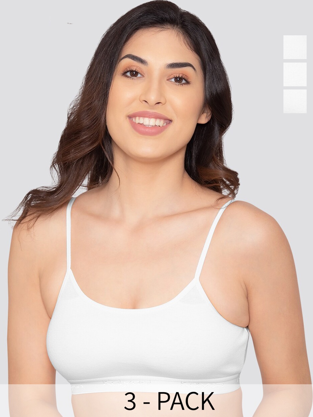 

Kalyani Sanorita Pack of 3 Everyday Beginner Bra for Girls WHT-WHT-WHT, White