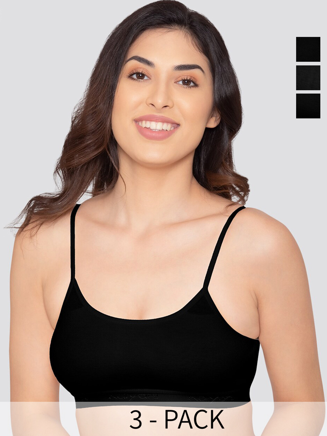

Kalyani Sanorita Pack of 3 Everyday Beginner Bra for Girls BLK-BLK-BLK, Black
