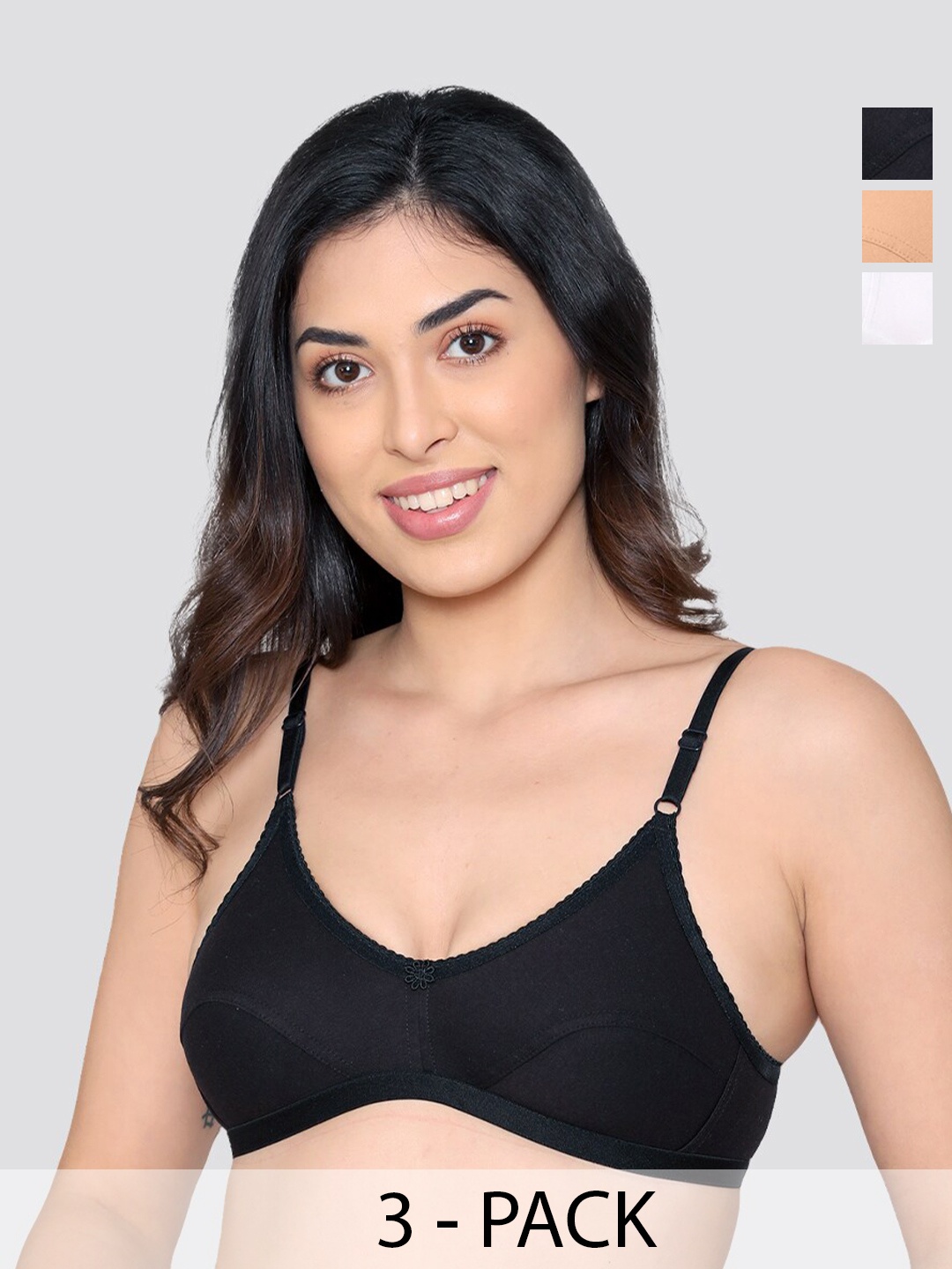 

Kalyani Vidhi Non Padded Everyday Bra BLK-ND-WHT, Black