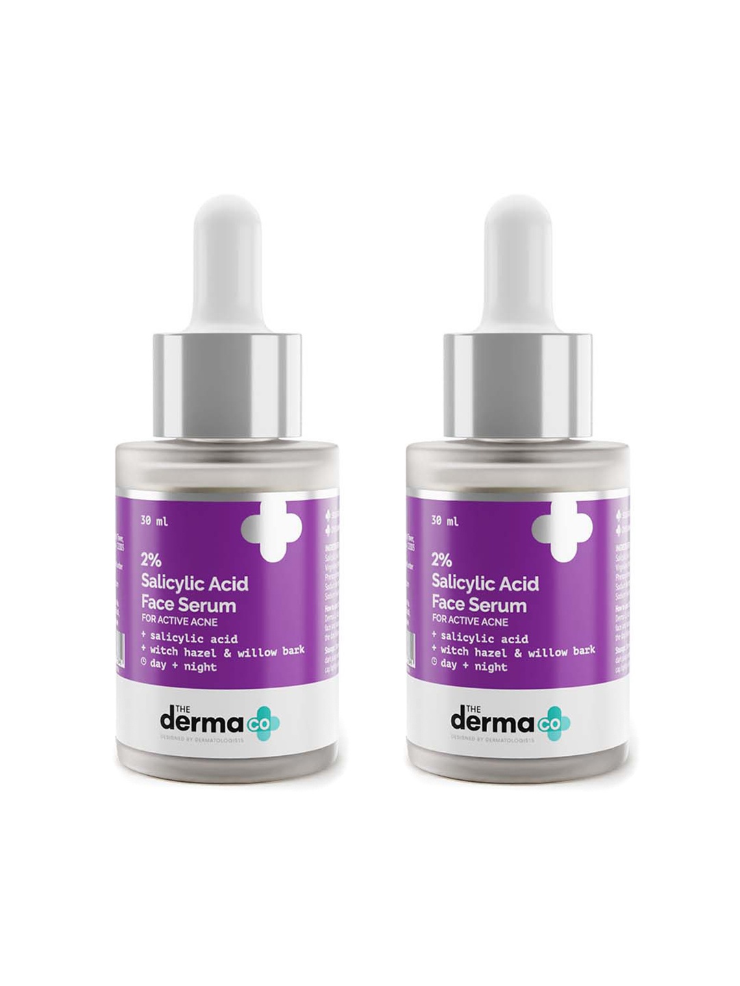 

The Derma co. Set of 2 Salicylic Acid Face Serum with WitchHazel & WillowBark - 30 ml each, Purple