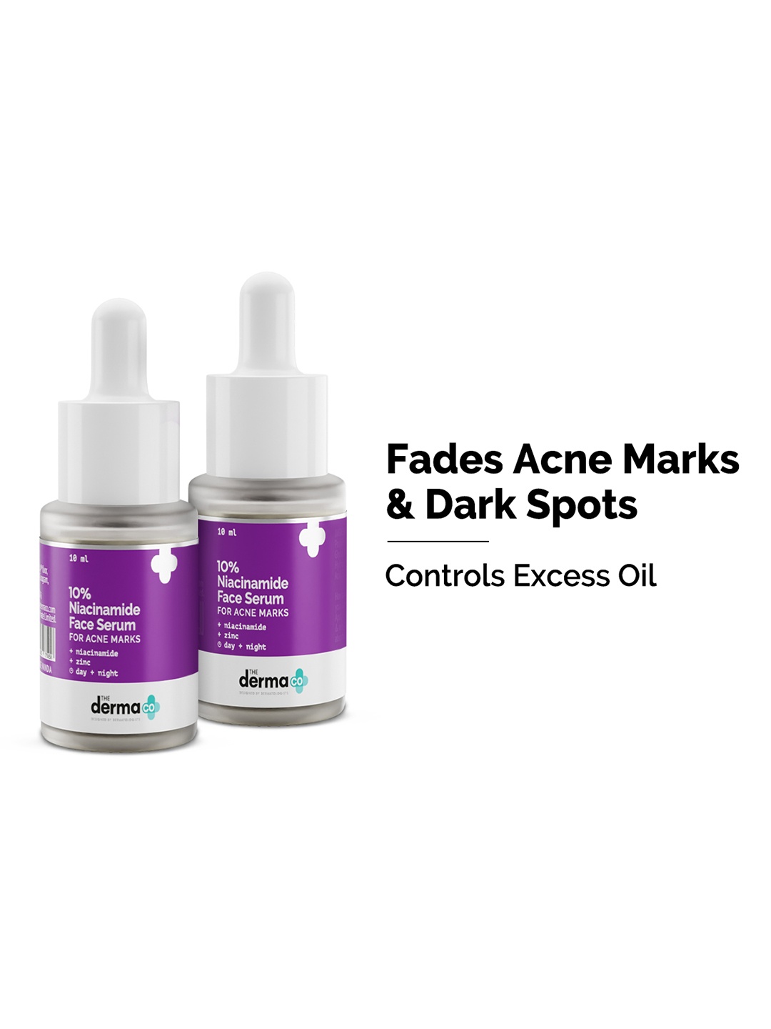 

The Derma co. Set of 2 10% Niacinamide Face Serum with Zinc - 10 ml each, Purple