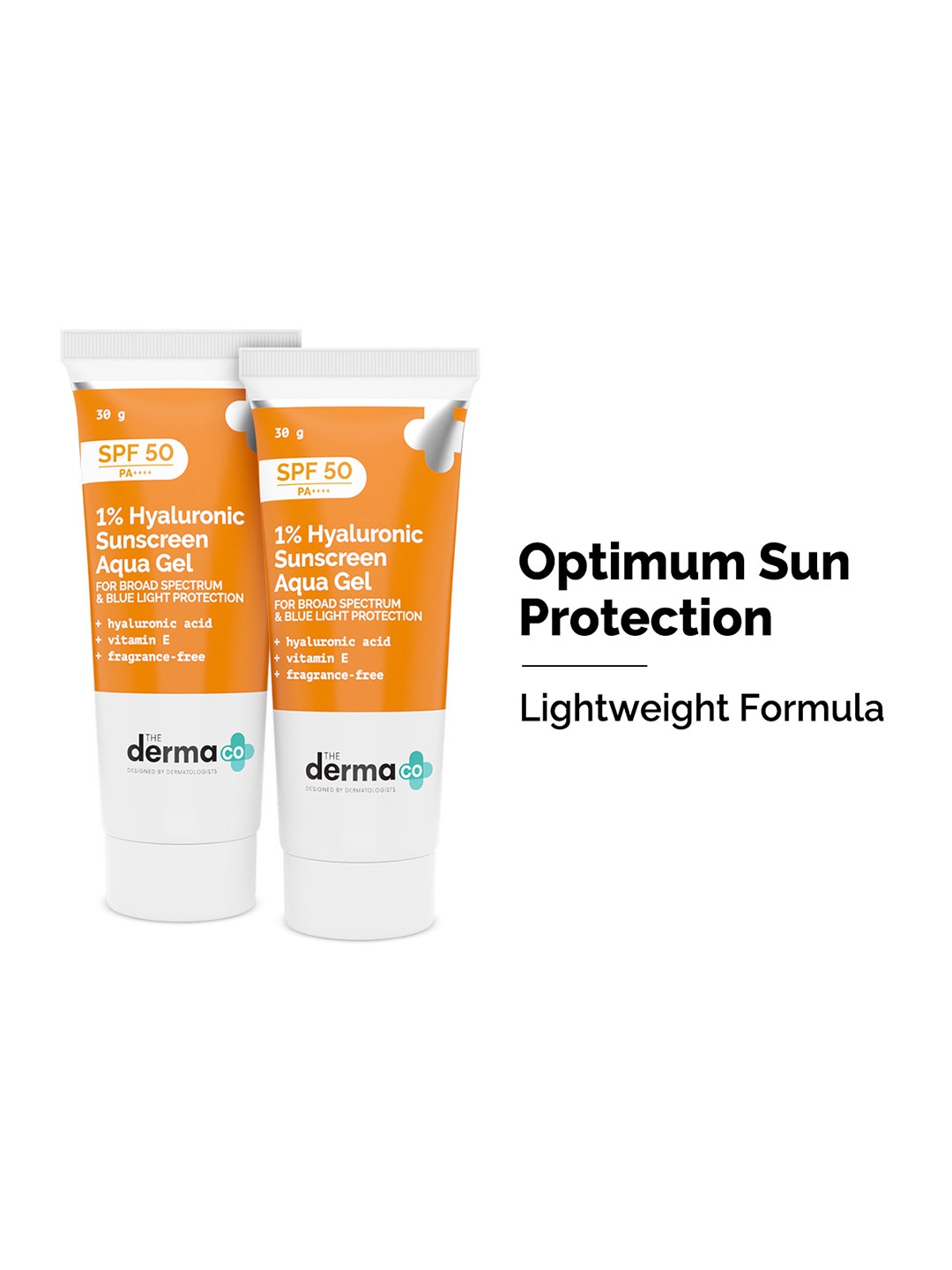 

The Derma co. Set of 2 1% Hyaluronic Sunscreen SPF50 Aqua Gel - 30 g each, Orange