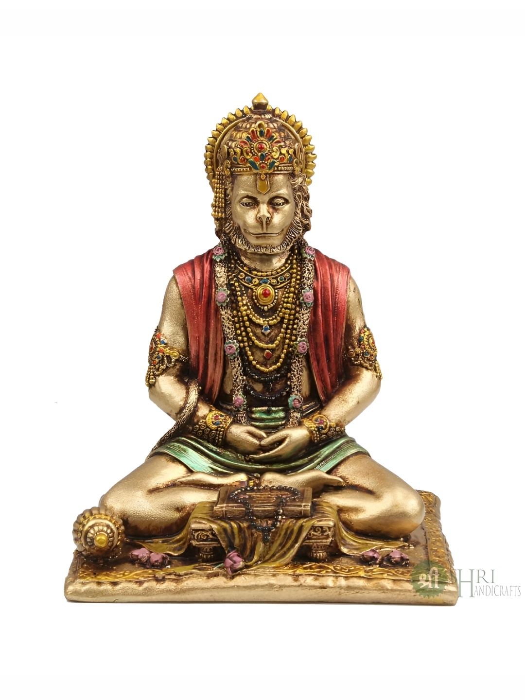 

krishnagallery1 GoldToned and Red Entique Hanuman Murti Samadhi Showpiece, Gold