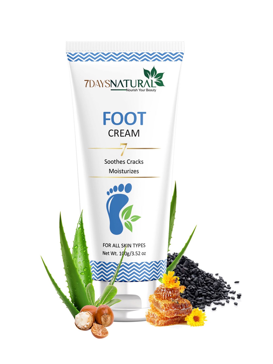 

7 DAYS Feel Of Nature Foot Cream For Dry & Cracked Feet - 100g, White