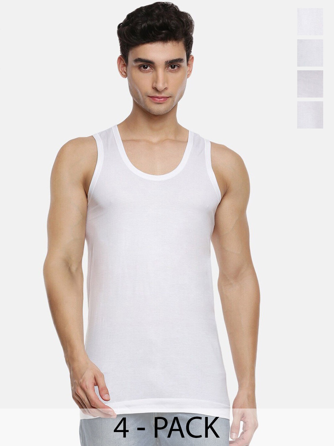 

Ramraj Pack Of 4 Round Neck Pure Cotton Basic Innervests, White