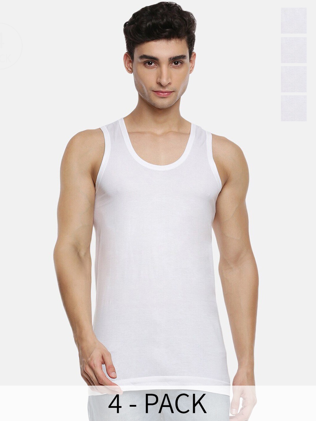 

Ramraj Pack Of 4 Round Neck Pure Cotton Basic Innervests, White