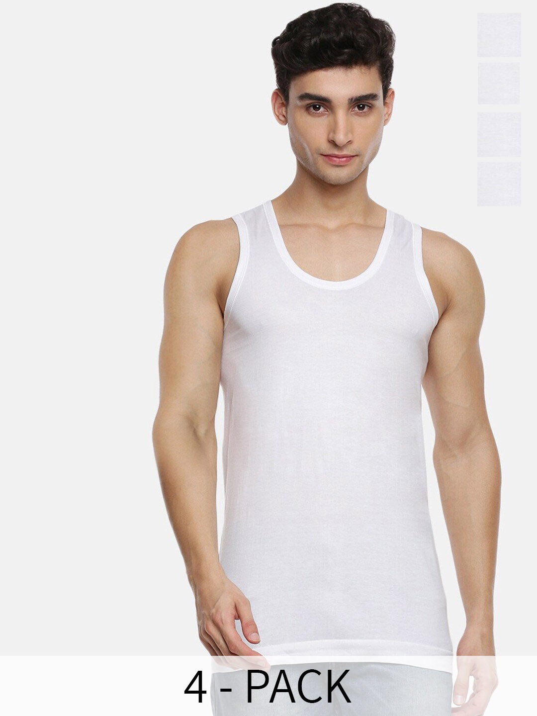 

Ramraj Pack Of 4 Round Neck Pure Cotton Basic Innervests, White