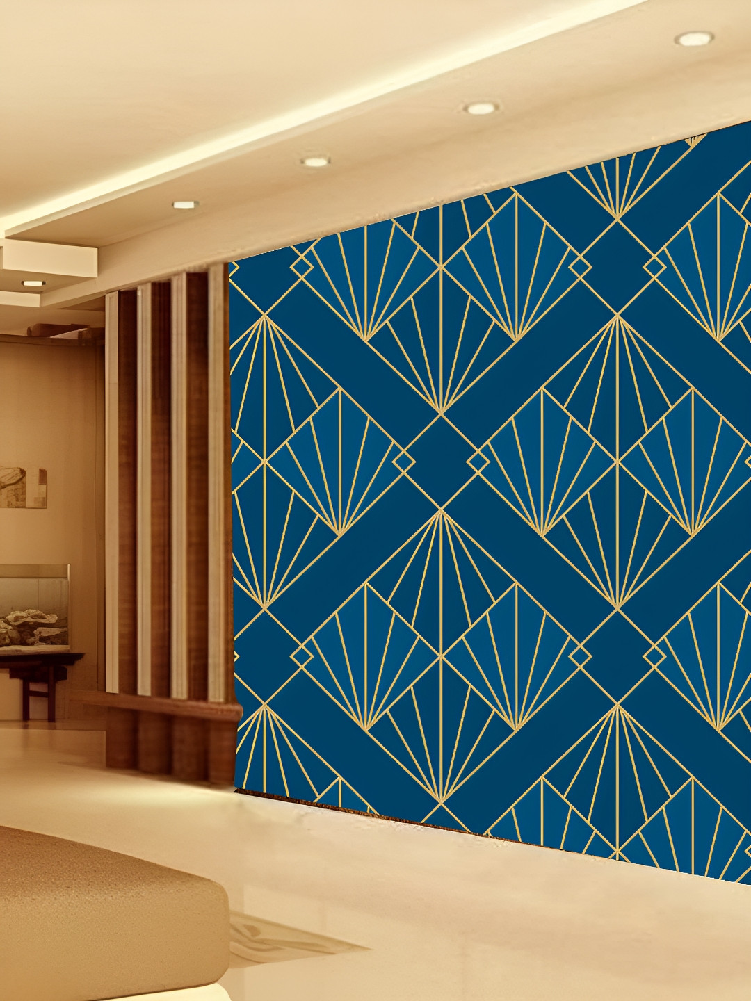 

KSHIRSA Blue Printed Printed Self-Adhesive Wall Sticker