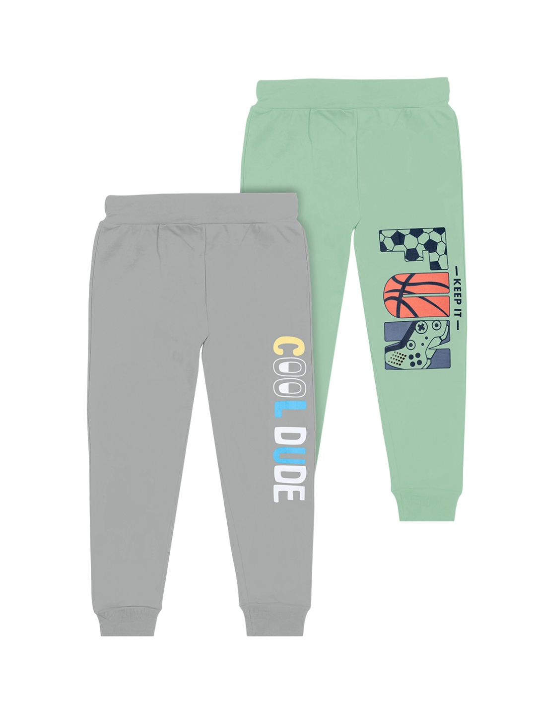 

BAESD Boys Pack Of 2 Typography Printed Joggers, Sea green